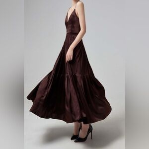 Alex Perry Calder Silk Dress Yellow
